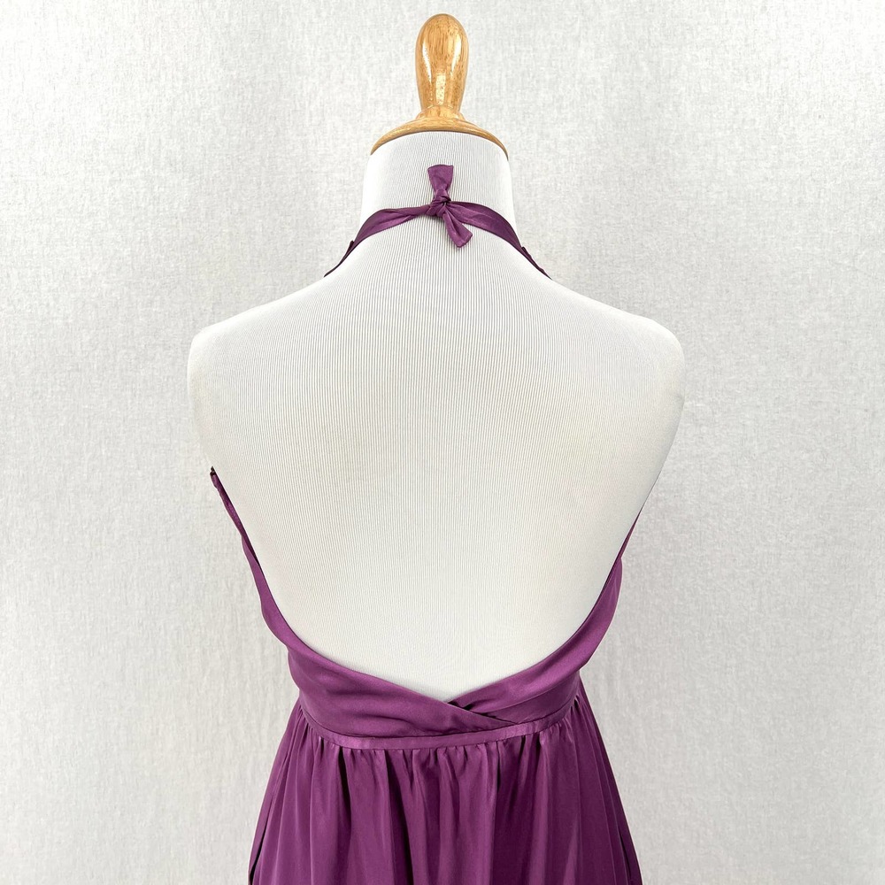 FLEUR DU MAL Dress Womens Small Purple Silk Halter Maxi High Slit Surplice - Picture 5 of 16